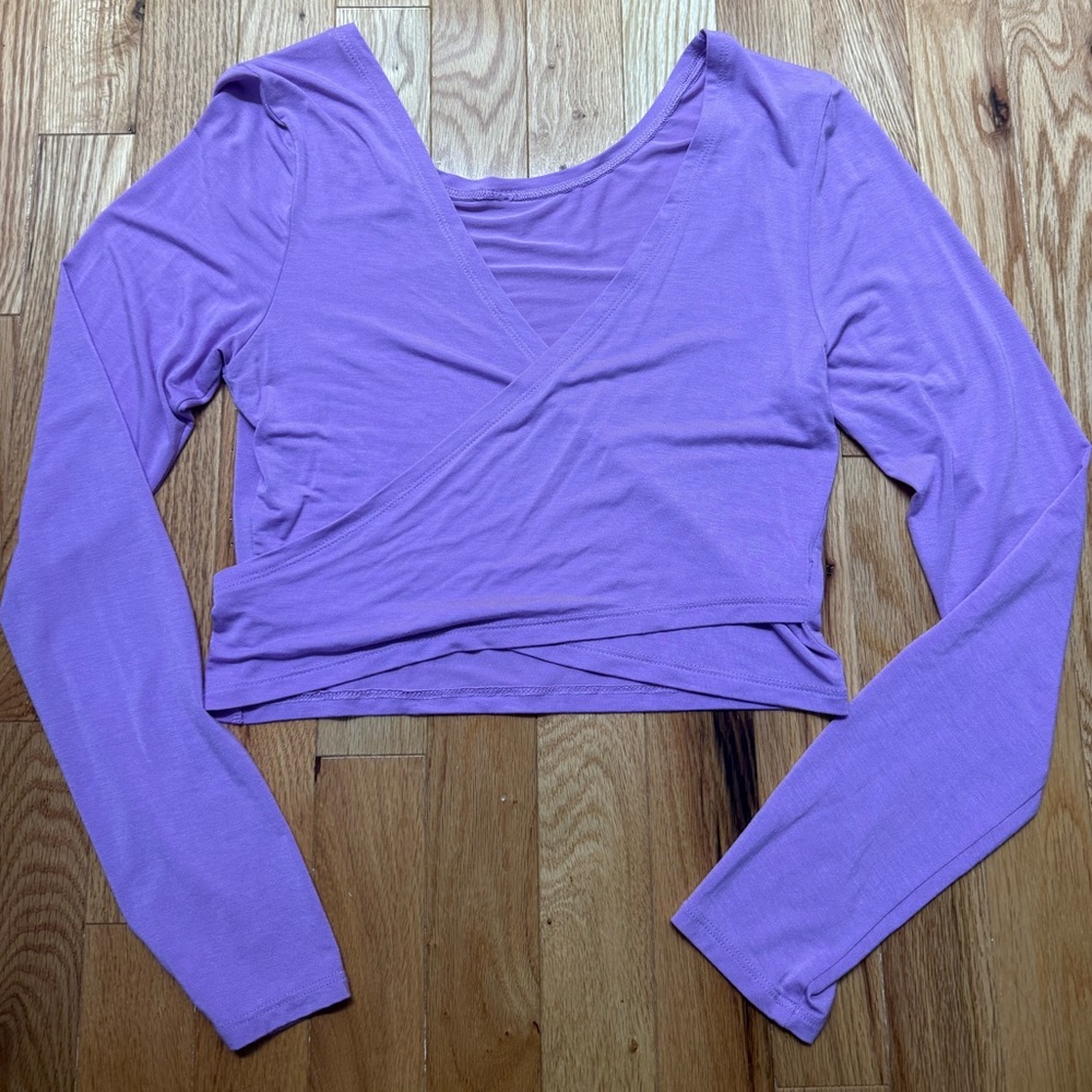 Aerie Purple Long Sleeve Wrap Top